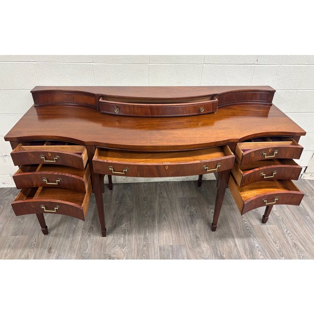 Vintage Federal Georgian George III Hepplewhite Style Mahogany Writing Desk For Sale - Image 13 of 17
