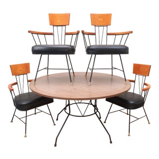 Richard McCarthy Mid Century Iron & Wood Dining Set For Sale