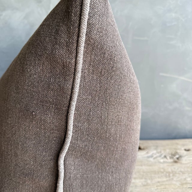 Not Yet Made - Made To Order Stone Washed Linen Pillow in Cafe Noir Brown With Down Feather Insert For Sale - Image 5 of 7