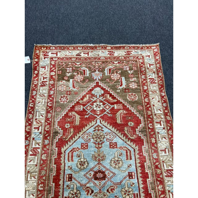 Textile 1940s Red Geometric Hand-Knotted Caucasian Runner Rug For Sale - Image 7 of 9