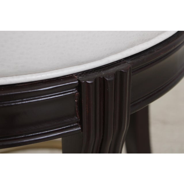 Set of 4 White Leather Revolving Seat Bar Stools For Sale - Image 10 of 17