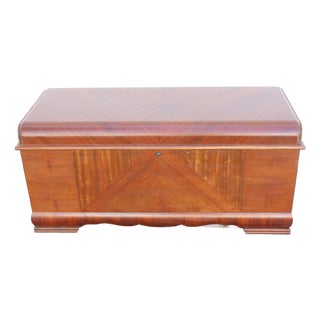 Lane Art Deco Waterfall Inlay Cedar Chest Blanket Trunk 6619 For Sale