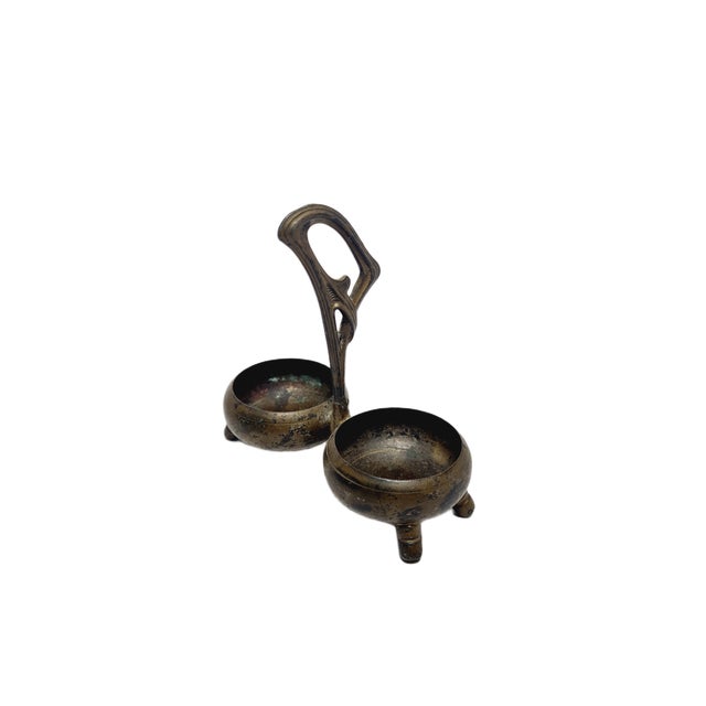 Art Nouveau Salt and Pepper Holder by Niemen Glassworks, Poland, 1920s For Sale - Image 11 of 11