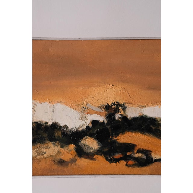 Sunset, oil on canvas, by Roger Clamagirand (1920–1979). Beneath a warm ochre haze, a horizon dissolves into matter. Less...