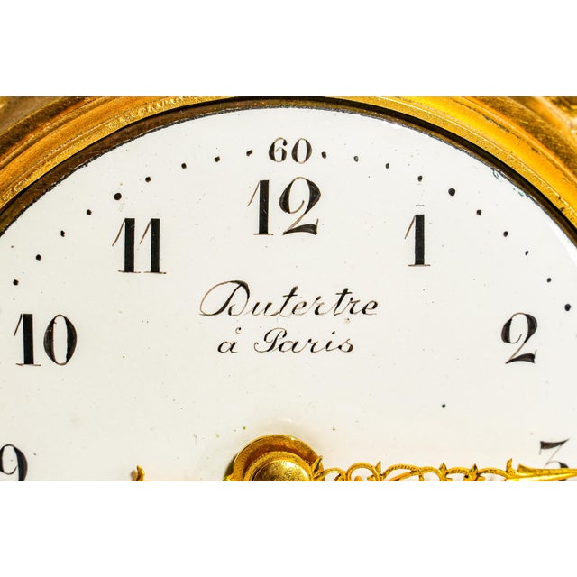 Metal Amazing Antique French Gold Ormolu Bronze Mantel Clock Mougin Dutertre Paris Louis XVI Neoclassical Style Home Decor For Sale - Image 7 of 16