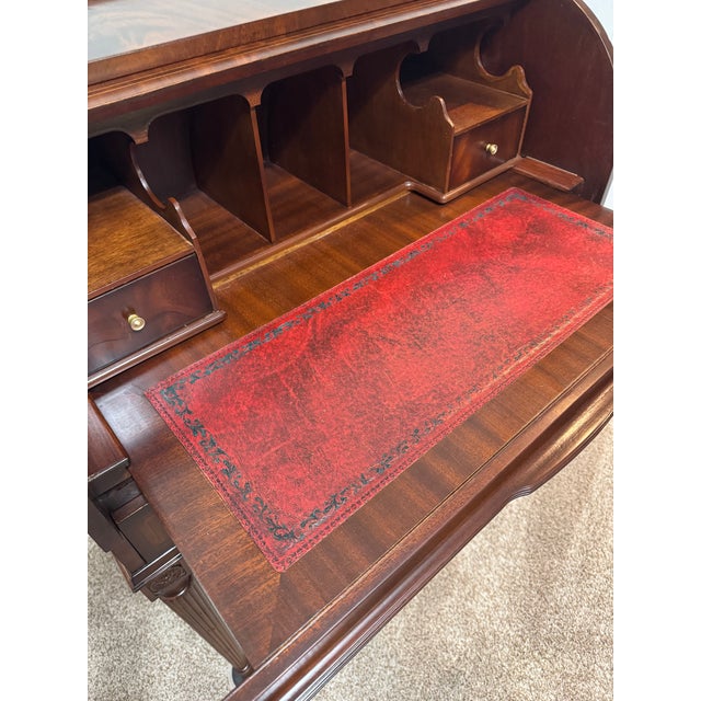 Late 20th Century Louis XVI Revival Style Cylinder Roll-Top Desk For Sale - Image 10 of 11