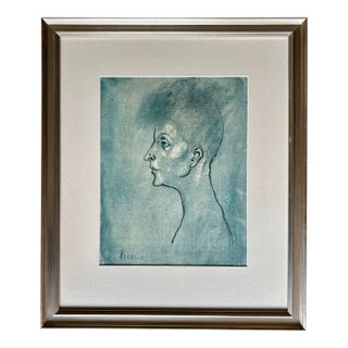 Pablo Picasso Head of a Woman Blue Period Portrait Signed Original Print For Sale