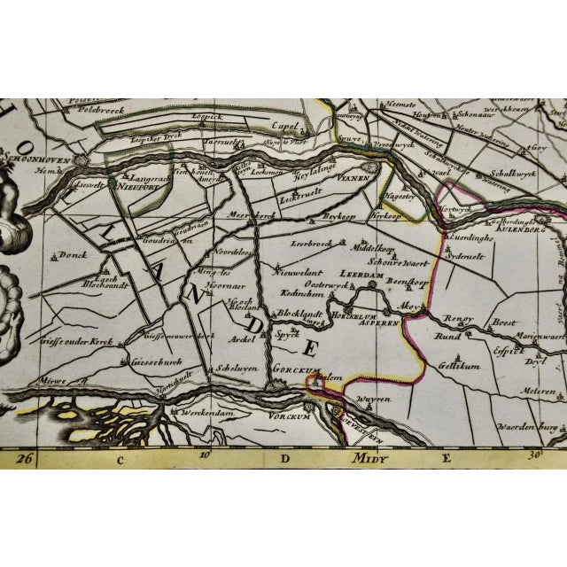 Utrecht, Netherlands: A Large 17th Century Hand-Colored Map by Sanson & Jaillot, 1692 For Sale - Image 10 of 10