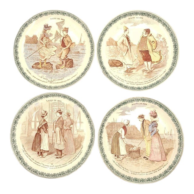 Set of Four French Faïence Plates, Circa 1900 For Sale