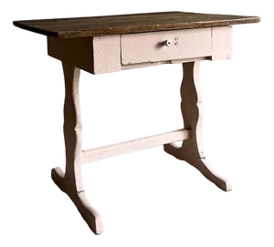 Rustic Pink Painted Desk with Brown Tabletop