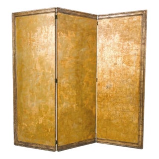 20th Century Three-Panel Gilt Folding Screen For Sale