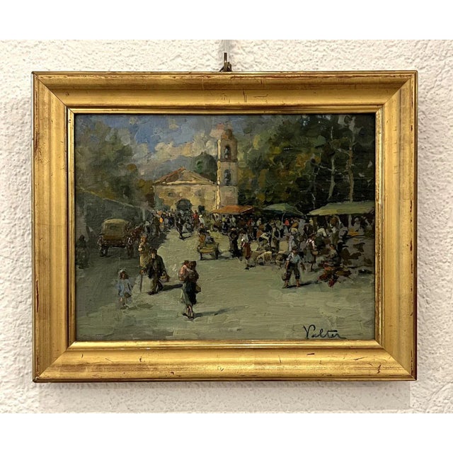 Valter, Busy Market Place, Oil on Canvas & Cardboard, 1890s-1910s, Framed For Sale - Image 11 of 11
