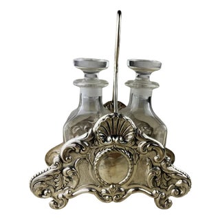 Italian Oil and Vinegar Set in 800 Silver and Crystal, 1990 For Sale