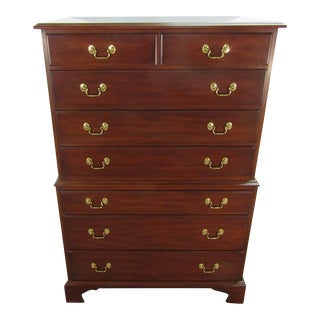 Henkel Harris Solid Cherry High Chest of Drawers For Sale