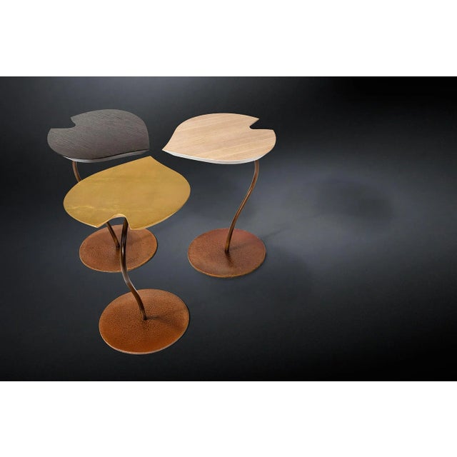 The iron base has a corten finish.