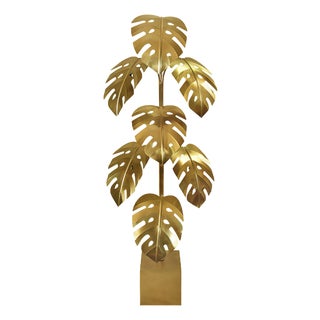 Matthew Izzo Home Iggy Antique Brass Monstera Tree Floor Lamp For Sale