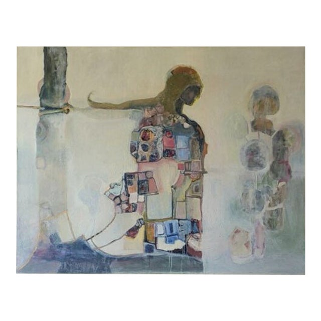 Title: In the Crumbling Sculpture Garden (She Knelt Down) 48 X 60 Inch Contemporary Abstract Expressionist, Figurative Oil Painting. By Lynn Christian For Sale