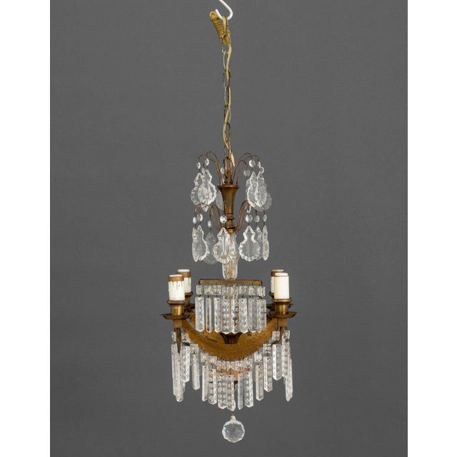 French French Empire Style Brass and Crystal Chandelier For Sale - Image 3 of 11