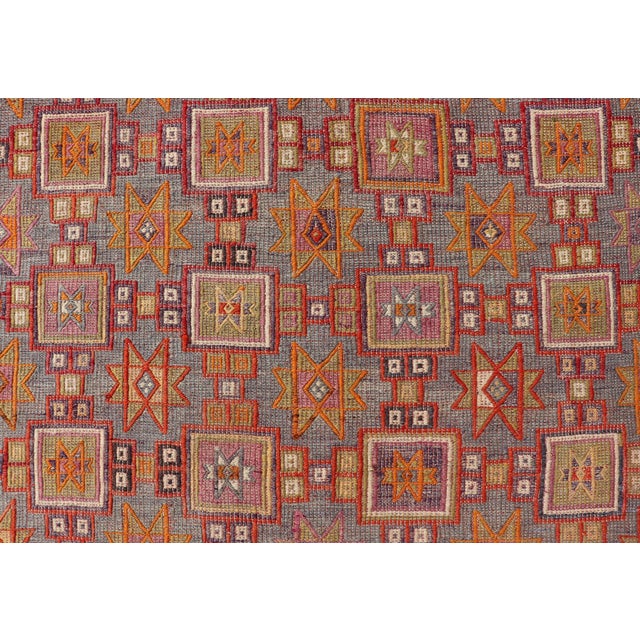 Textile Vintage Turkish Kilim Rug With Intricate Geometric Motifs and Vibrant Hues 6'0 X 8'4 For Sale - Image 7 of 10