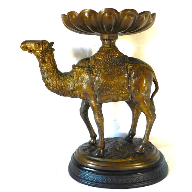 Wonderful large solid bronze figural camel sculpture on base. It's huge! Weighs 25 lbs!! Great detail, beautiful patina,...