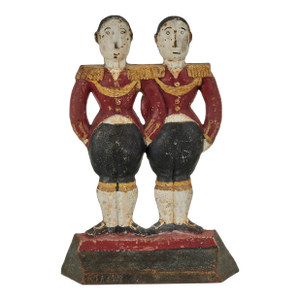 Art Deco Cast Iron Double Footmen Doorstop by Hubley Anne Fish