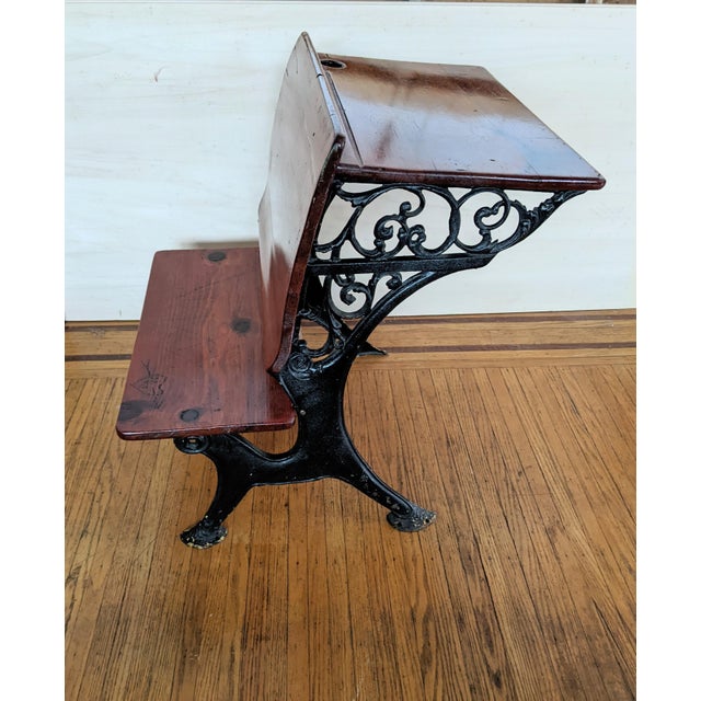 Antique Wood and Cast Iron School Desk Chairish