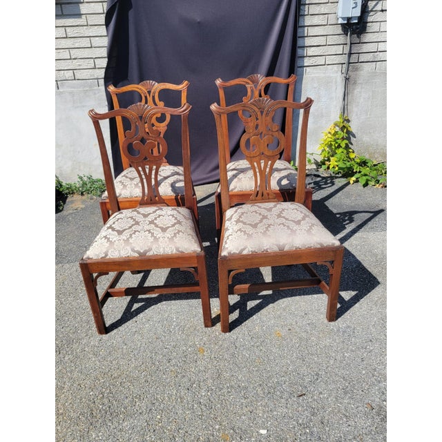 Thomas Chippendale Set of 4 Early 20th Century English Dining Room Chairs For Sale - Image 4 of 16