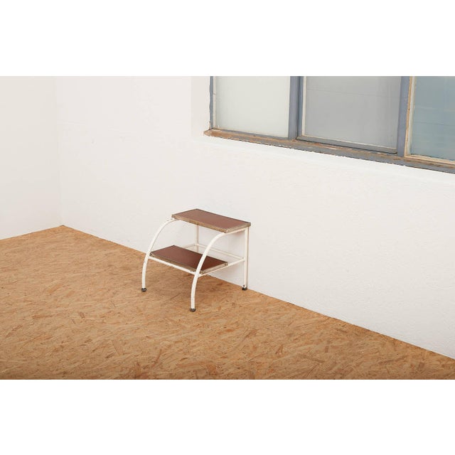 Red Stair Tread in White Lacquered Steel Tubing with Wooden Ends For Sale - Image 8 of 11