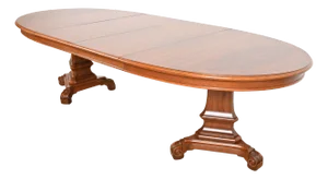 Karges Regency Burled Walnut Double Pedestal Extension Dining Table, Newly Refinished