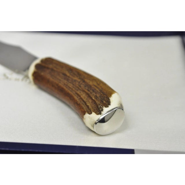 Late 20th Century Scully & Scully Arts & Crafts Natural Staghorn Handle Steak Knives - Set of 6 For Sale - Image 11 of 16