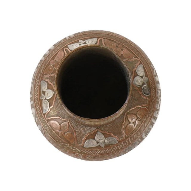 Islamic Islamic Calligraphy Design Kufic Silver Inlaid Metal Vase For Sale - Image 3 of 7