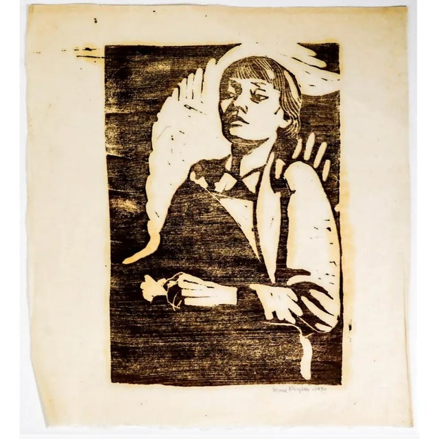 Woodblock print on very thin rice paper by Marc Perper (1900-1954). Pencil signed lower right.