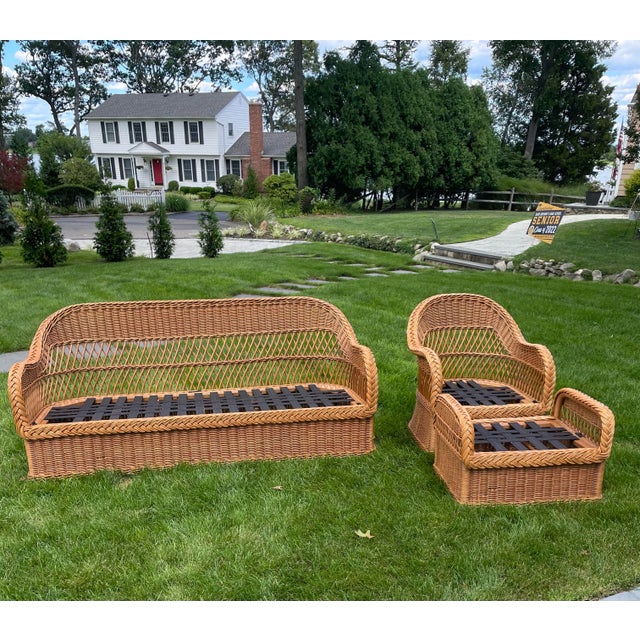 1970s Henry Link Wicker Sofa Frame Set 3 Pieces Chairish