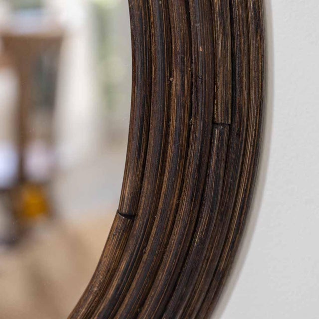 1960s French Rattan Oval Mirror For Sale - Image 9 of 9