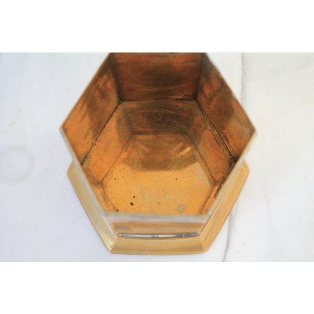Vintage Octagonal Lidded Brass Trinket Box For Sale In Milwaukee - Image 6 of 8