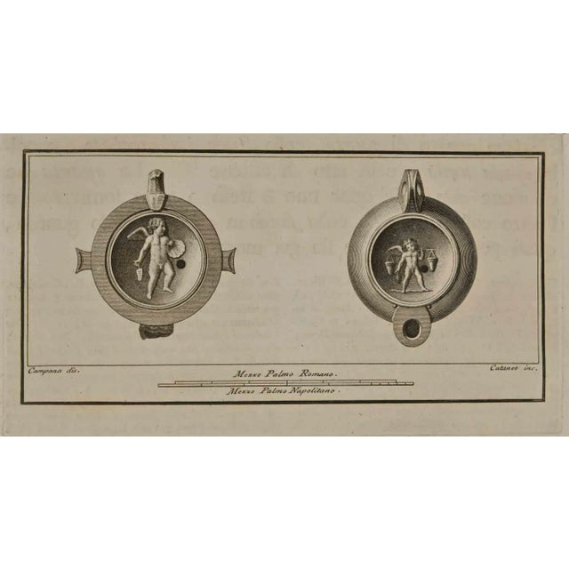 Ancient Roman Still Life from the series "Antiquities of Herculaneum", is an etching on paper realized by Vincenzo Campana...