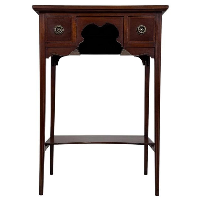 Antique English Edwardian Inlaid Mahogany Side Table, 1900s For Sale - Image 12 of 12