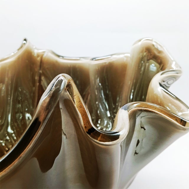 Tan Bronze Jacketed Fazzoletto Vase, 1980s For Sale - Image 8 of 10