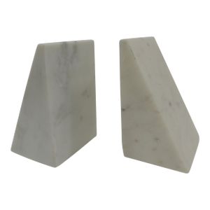 MCM White Marble Triangular Shape Bookends - Set of 2