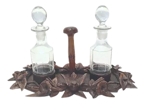Antique Black Forest Condiment Caddy