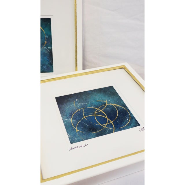 Custom Modern Gold Leaf Framed Abstracts by C. Damien Fox, a Pair. 2025 For Sale - Image 9 of 9