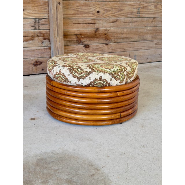 Vintage Stacked Rattan Ottoman in the Manner of Paul Frankl For Sale - Image 11 of 11