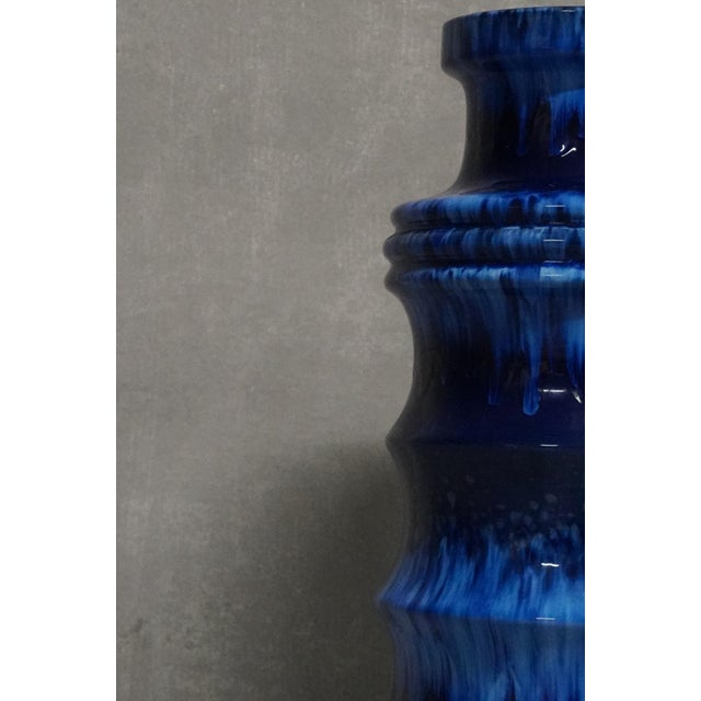 1970s Large West German Blue Ceramic Vase, 1970s For Sale - Image 5 of 6