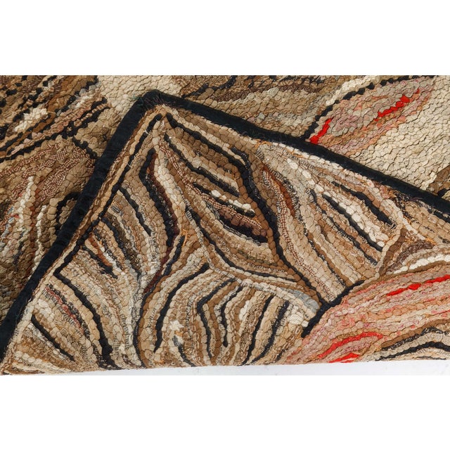 1920s Doris Leslie Blau American Hooked Vintage Abstract Warm Tan Hand-Knotted Runner For Sale - Image 5 of 9