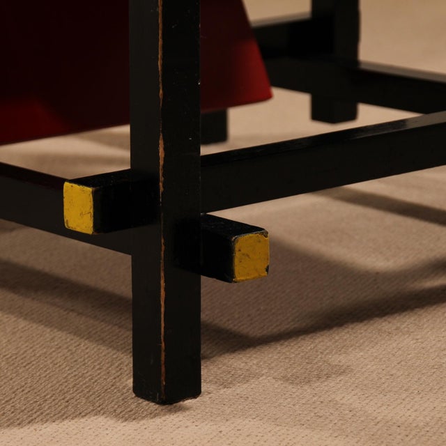 Wood Early Red and Blue Chair by Gerrit Rietveld for Cassina, Italy, 1970s For Sale - Image 7 of 11