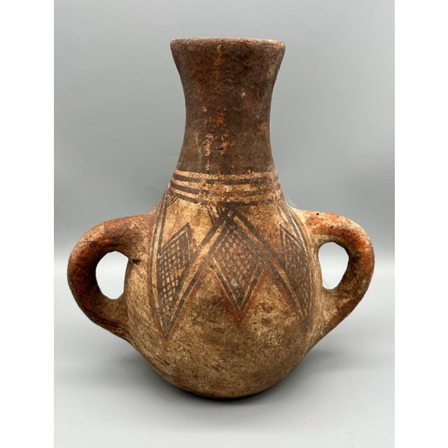 19th Century Morocco Berbe Terracotta Jug Ceramics of the Riff XIX Beautiful shape with 2 handles and natural pigment