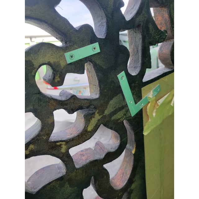 Vintage Monumental Sized Carved Open Filagree Rococo Style Bronze Wall Mirror For Sale - Image 9 of 10