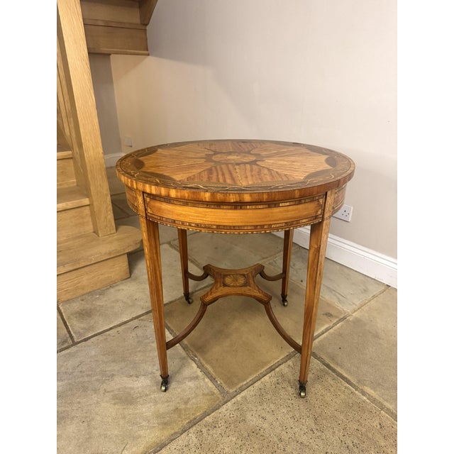 Antique Edwardian Inlaid Satinwood Occasional Table, 1900 For Sale - Image 6 of 6