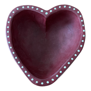1990s Carved Wood Heart Bowl