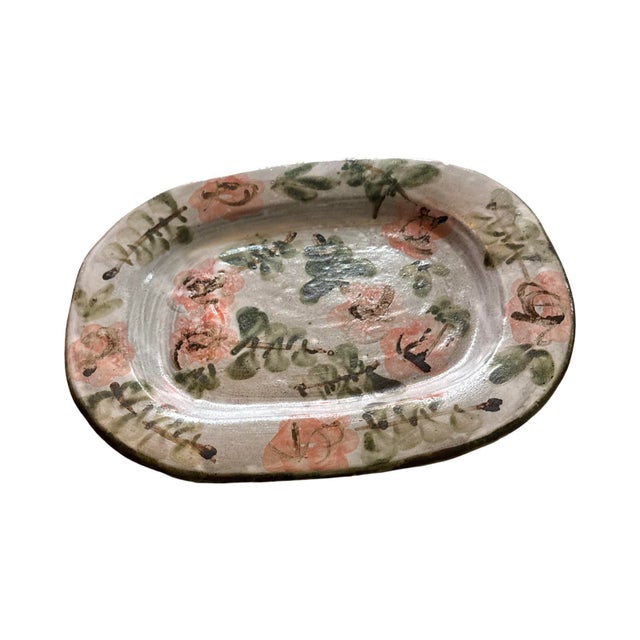 Mid-Century French Vallauris Studio Pottery Floral Wall Platter by Thiry For Sale In West Palm - Image 6 of 8